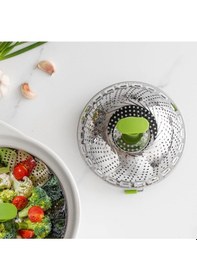 Resim Wondernest Sebze Pişirici, Paslanmaz Çelik Katlanabilir Buharlı Pişirme Kabı Qr 