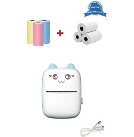 Resim Mini Fotoğraf Yazıcı Kablosuz Etiket Yazıcı Baskı Makinesi Uyumlu iOS Android Uyumlu Termal Printer Mavi 