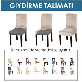 Resim Balpeteği Desen Likra Kumaşlı Tüylenmez Yikanabilir Sandalye Örtüsü Sandalye Kılıfı Yeni Model Tekli Vizon 