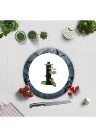 Resim Decorita Cam Kesme Tahtası - Cam Kesme Tablası - Harfli Tasarım İ Çap 32 CM 