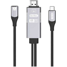 Resim Go Des GD-8770 Type-C To HDMI 4K Kablo PD 3.0 Görüntü Aktarım Kablosu - Siyah ZORE-260169 