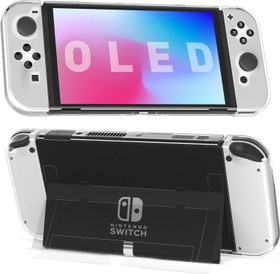 Resim RHOTALL Nintendo Switch OLED için Şeffaf Kılıf, Çıkarılabilir Arka Plaka Koruyucu Kılıf, Anahtar OLED Konsol ve Joycon ile Uyumlu Sert PC Kapağı, Anahtar OLED Braketi için Çıkarılabilir Plaka 