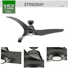 Resim HUNTER FAN Stingray Granit - 152 cm . Dc Motor Aydınlatmalı ve Uzaktan Kumandalı Tavan Vantilatörü 