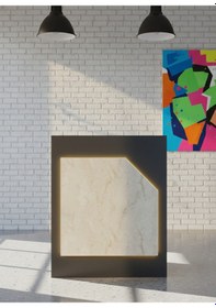 Resim Resital Ledli Karşılama Bankosu G-90 Cm Ofis Kasa Resepsiyon Masası Banko-002-4-8 