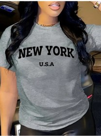 Resim Snapbuy Kadın Mektup Baskılı Bisiklet Yaka Tişört - Yazlık Rahat Günlük Giyim Bej Ldistribütör Garantili 