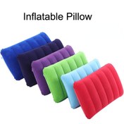 Resim Taşınabilir Şişme Boyun Yastığı - Yumuşak Peluş PVC Malzeme, Seyahat, Kamp & Dış Mekan Uyku Desteği için Kendiliğinden Şişen Tasarım - 6 Canlı Renk (Mavi, Mor, Yeşil, Pembe, Açık Mavi, Kırmızı), Şişirilebilir Seyahat Yastığı, Sırt Çantası Aksesuarı 
