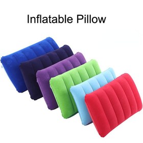 Resim Taşınabilir Şişme Boyun Yastığı - Yumuşak Peluş PVC Malzeme, Seyahat, Kamp & Dış Mekan Uyku Desteği için Kendiliğinden Şişen Tasarım - 6 Canlı Renk (Mavi, Mor, Yeşil, Pembe, Açık Mavi, Kırmızı), Şişirilebilir Seyahat Yastığı, Sırt Çantası Aksesuarı 
