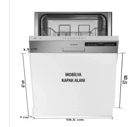 Resim Silverline D11047X01 14 Kişilik 5 Programlı Yarı Ankastre Bulaşık Makinesi 