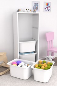 Resim Pratico Cara 4 Derin Sepetli Çok Amaçlı Oyuncak Dolabı Mutfak Kiler Dolabı Beyaz 