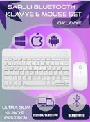 Resim nextbuy Kablosuz Bluetooth Şarjlı Tablet Telefon Pc Uyumlu Klavye Mause Seti Ultra İnce Taşınabilir 