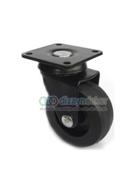 Resim Siyah Döner Metal Maşalı Tekerlek Düz 0512 - 4 Adet 