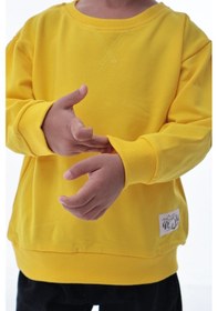 Resim Erkek Çocuk Sarı Sweatshirt %100 Pamuk, Yumuşak Kumaş, Rahat Kalıp, Günlük Spor Stil Sarı 