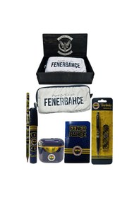 Resim Fenerbahçe Orjinal Lisanslı Lacivert Air Kalemtraş Ahşap Kutulu 6'lı Kırtasiye Seti Fb Laci Yeni 