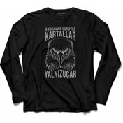 Resim Kendim Seçtim Beşiktaş Kargalar Sürüyle Kartallar Yalnız Uçar Kartal Kafa Uzun Kollu Tişört Baskılı Çocuk T-Shirt 