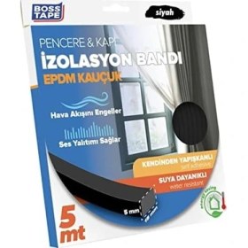 Resim Teknocan Marketing Epdm Kauçuk Pencere Kapi Izolasyon Bandi, 5mm x 15MM x 5mt Boyut, Siyah 