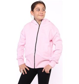 Resim Toontoy Kız Çocuk Arkası Nakışlı İki Yanı Cepli Hırka Açık Pembe 