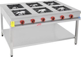 Resim 150 X 100 Cm Doğalgazlı Taban Raflı 6 Gözlü Ocak 