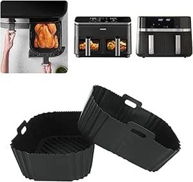 Resim Silikon kalıp sıcak hava fritözü aksesuarı Russell Hobbs sıcak hava fritözü 2 bölmeli 9L Rapid AirFryer 27681-56, güveç kabı silikon parçalar COSORI Air Fryer 8,5 l ve Russell Hobbs 4,5 l * 2 için 