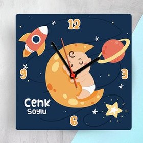 Resim Yıldızlı İsme Özel Bebek Duvar Saati 