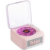 Resim Nostalji Mini Plak Görünümlü Radyolu Bluetooth Hoparlör 3d Ses Dalgası Retro Müzik Plak Pembe 