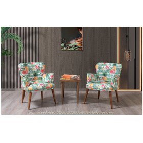 Resim Bahar Çay Seti 2 Tekli Koltuk+Sehpa (Salon, Balkon, Cafe Ofis) 