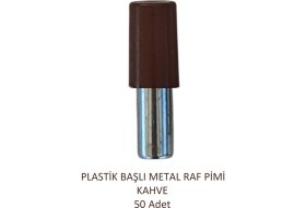 Resim Plastik Metal Başlı Raf Pimi Kahve 50 Adet 
