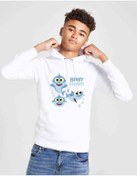 Resim Baby Shark Baskılı Unisex Çocuk Kapüşonlu Beyaz Sweatshirt 