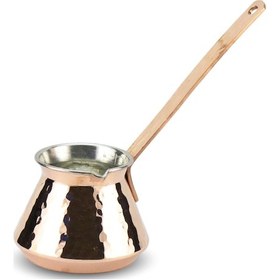 Resim Kalın Dövme Topak Bakır Cezve 3 Fincanlık 