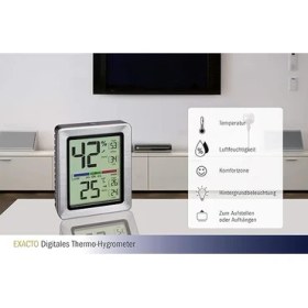 Resim Royal Rain Store Dostmann Exacto Dijital Termo-Higrometre, 30.5047.54, Nem, Sıcaklık, Sağlıklı Yaşam Iklimi, Özellikle Hassas Sensörlü, U 74 x G 26 (48) x Y 90 mm 