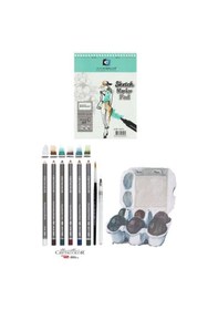 Resim Alex Marker Eskiz Defteri 200gr A5 40yp Cretacolor 6'lı Aquarell Sulandırılabilir Fırçalı Eskiz Set 