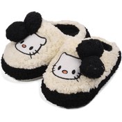 Resim aspor Ayakmod Pndkty-f Beyaz-siyah Hello Kitty Desenli Yünlü Çocuk Panduf 