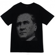 Resim Gazi Mustafa Kemal Atatürk Baskılı T-shirt SİYAH 3XL 