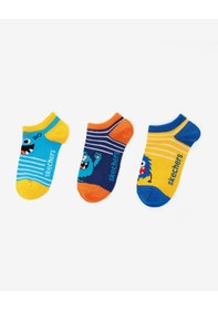 Resim Skechers 3'lü Paket Funny Feet Bilekli Çorap Büyük Erkek Çocuk Sarı-mavi-lacivert Sk2520131-3474 