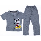 Resim krm bebe Mickey Desenli Yakalı Ve Düğmeli Çocuk Pijama Takımı 