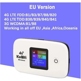 Resim Kuwfi 4g Mobil Yönlendirici 150 Mbps Wirelress Wifi Hotspot Taşınabilir Lte White-eu Version İspanya 