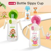 Resim SAIDAH 10oz Kapaklı Besleme Şişesi, Silikon Pipetli, Sızdırmaz, BPA'sız, Yeniden Kullanılabilir Eğitim Sippy Kupası, Çocuklar İçin Tutma Sapı, Ağırlıklı Top, Ekstra Göğüs Nozulu - Sadece Elde Yıkanabilir 