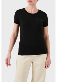 Resim Ea7 Bayan T Shirt 7w000492 Af10373 Uc001 Siyah Siyah 