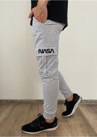 Resim hayfield Nasa Baskılı Paçası Lastikli Kargo Cepli Siyah Eşofman Altı 