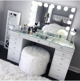 Resim DENİZDESİGN Luxury Beyaz Makyaj Masası 120x50 80cm 