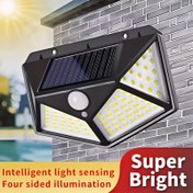Resim 1 adet 100 LED Güneş Duvar Lambası, Lityum Pil, 270° Aralıklı Aydınlatma Açık Duvar Lambası RV Açık Güvenlik Lambası, Dört Taraflı Çok Yönlü Aydınlatma, Akıllı Aydınlatma Kontrolü, RV Açık Acil Aydınlatma, Hareket Sensörü Güvenlik Lambası, RV Açık Seyahat, Yemek, Parti, Dış Duvarlar, Avlular, Bahçeler, Güneş Sel Lambaları için Uygun 