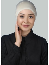 Resim Altobeh Hazır Pratik Geçmeli Uzun Boru Tesettür Bonesi - Krem 