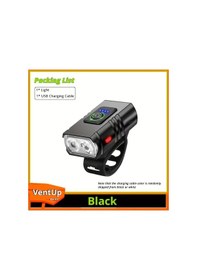 Resim Chuangyinshop Siyah 6 Işık Modlu Usb Şarjlı Süper Parlak Bisiklet Farı Işık Aksesuarları Siyah 