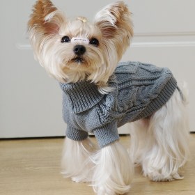 Resim Sevimli Köpek Bükülmüş Çiçekli Kapüşonlu Kazak - Küçükten XL'e Kadar Tümü Mevsimlerde Yıkanabilir, Rahat Örgülü Evcil Hayvan Kazığı, Kış ve Yıl Boyu Kullanım İçin Konforlu Köpek Giysisi 