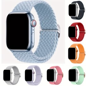 Resim Spordan Kayış Naylon - Tokalı Düz Renk Serisi Toka Döngüsü Çift Halka Örgülü Yedek Kayış, Applewatch için Uygun, Rahat ve Nefes Alabilir Spor Kayışı 