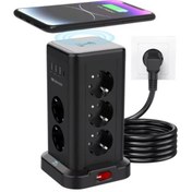 Resim Wp711 Akım Korumalı Priz Kablosuz Şarj İstasyonu 11x Soket 3x Usb 1xtype-c Kablolu Grup Priz 