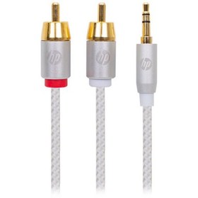 Resim HP Pro Örgülü 3.5mm Aux 2 RCA Ses Kablosu 1.5 Metre Beyaz 