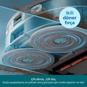 Resim Philips Otomatik Istasyonlu Islak Kuru Robot Süpürge 10.000 Pa Güç Çift Döner Mop Teknolojisi Yasaklı Alan Seçimi ve Çok Katlı Haritalama Özelliği 