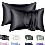 Resim 2 Adet Lüks Saten Yastık Kılıfı, Hipoalerjenik Polyester, Zarf Kapatma, 200-250gsm Ağırlık, Dokuma Kumaş, Baskısız - Cilt Yenilenmesi İçin Yumuşak ve Pürüzsüz 