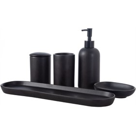 Resim Mudo Home Mat Siyah 5'li Kutulu Banyo Seti 