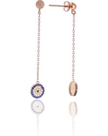 Resim Nazar Boncuğu Tasarım Safir Zirkon Taşlı Roslu Kadın Küpe S 201025056 Gümüş 